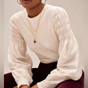 Current Style, NWT: Madewell Smocked Long Sleeve Tee